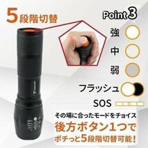 懐中電灯 LED 強力 軍用 高輝度 明るい 小型 最強 電池式 防水 最強ルーメン コンパクト 単4 安い アウトドア 作業灯(wthl0003) 5_画像5