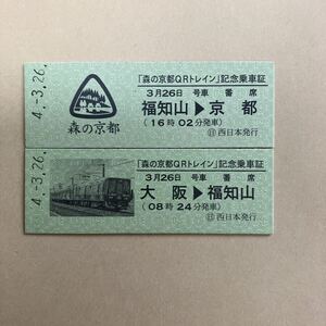 JR西日本 223系 森の京都QRトレイン記念乗車票 