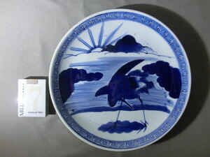  curtain end Imari blue and white ceramics day. . crane large plate 