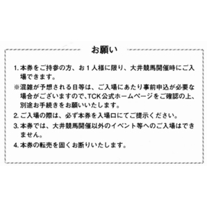 ■大井競馬場（東京シティ競馬）株主優待証×２枚セット■来年３月まで何度でも入場可■東京都競馬株主優待■の画像2