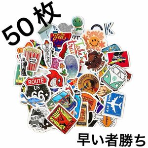 【値下げ】防水ステッカー　たっぷり50枚セット！　色んなステッカーのアソート　イラスト　かわいい　かっこいい　シール　ab-2