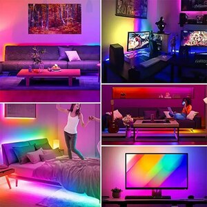 【５m】ストリップライト　虹色　カラフル　RGB5050　室内　照明　レインボー　模様替え　PC　テレビ　映画　オブジェ　海外品　A1