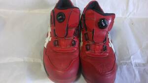◆asics（アシックス）BOAレッドメッシュハイカット安全靴26ｃｍ