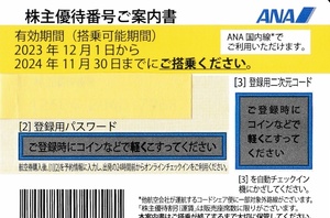 送料込　 ANA　　株主優待券　　1枚　有効期限　2024年　11月30日　　