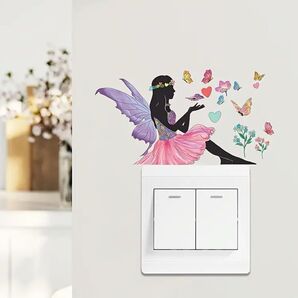 ◆簡単!貼るだけ♪ 女の子と蝶々 ウォールステッカー LD-K011