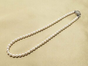 本真珠 ネックレス パール 真珠 約5.8mm～約6.1mm 約44cm セミラウンド ホワイト クリーム系 留め具(表記 SILVER)