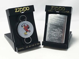 未使用 ZIPPO ジッポー オイルライター キーリング 2点セット HAWAII イルカ 2000 ライター シルバーカラー USA 喫煙具