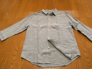ジャーナルスタンダード　かっこいい七分袖ドレスシャツ　デニム風淡いブルー　サイズM