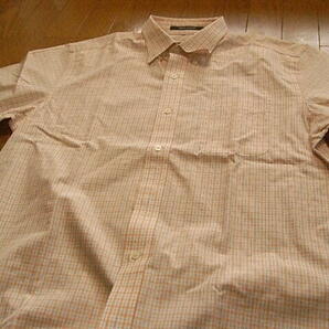 新品！エディーバウアー かっこいい半袖ドレスシャツ ホワイト＆オレンジ チェック サイズLの画像6