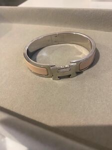 エルメス HERMES クリックH PM グレージュXクレームシルバー メタル エナメル ブレスレット Hブレス