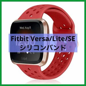 【レッド】Fitbit Versa/Lite/SE 交換用シリコンバンド ベルト