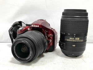 【動作保証】Nikon D5200 一眼レフカメラ 18-55mm 1:3.5-5.6G VRレンズキット レッド ニコン レンズセット 中古 H8696299