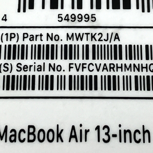 【充放電回数68回】【動作保証】 Apple MacBook Air MWTK2J/A i3-1000NG4 8GB SSD 256GB Big Sur 中古 M8648460の画像6