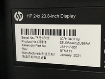 【動作保証】HP 5ZU98AA ゲーミング モニター 23.8インチ 液晶 2021年製 ディスプレイ PC周辺機器 家電 エイチピー 中古 良好 C8705603_画像9