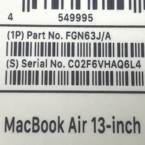 【充放電回数97回】 【動作保証】 Apple MacBook Air M1 FGN63J/A ノート パソコン 8GB SSD 256GB Ventura 中古 M8751246の画像10