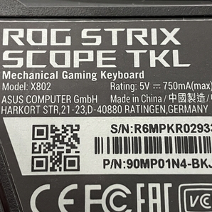【動作保証】 ASUS X802 ROG STRIX SCOPE TKL ゲーミングキーボード 有線 PC周辺機器 中古 Y8769249の画像3