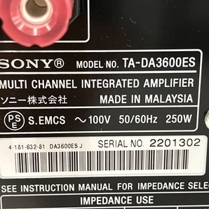 SONY TA-DA3600ES ソニー AVアンプ リモコン付き 音響機器 ジャンク B8731804の画像6