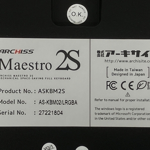 【動作保証】 ARCHISS アーキス AS-KBM02/LRGBA Maestro 2S ゲーミング キーボード 周辺機器 中古 K8774885の画像10