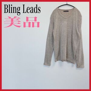 【美品】Bling Leads/ブリングリーズ　Vネック ニットトップス　Lサイズ