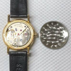 SEIKO セイコー ローレル LAUREL 黒文字盤 当時物革ベルト Sマーク S尾錠 箱付き 希少の画像8