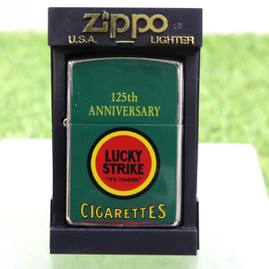 【ケース付き】Zippo LUCKY STRIKE 125th ANNIVERSARY オイル ジッポー グリーンカラー 喫煙器具 タバコ コレクション 005FEDFR48