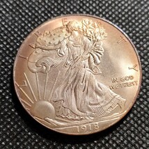 4814　アメリカ古銭　イーグルコイン　1918年　約38mm　イーグル　チャレンジコイン　アンティークコレクション　_画像1
