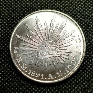 5213　メキシコ古銭　1891.A.M.10D　貿易銀　アンティークコイン
