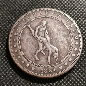 5437　アメリカ古銭　ルンペン　約38mm　イーグル　チャレンジコイン　ゴルフマーカー　コイン　アンティーク　ホーボー