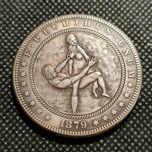 5933　アメリカ古銭　ルンペン　約38mm　イーグル　チャレンジコイン　ゴルフマーカー　コイン　アンティーク　ホーボー
