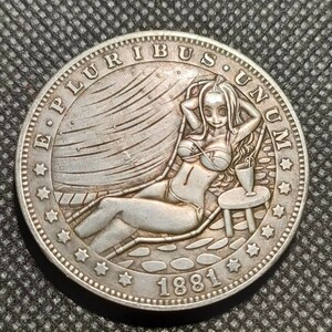 6120　アメリカ古銭　ルンペン　約38mm　イーグル　チャレンジコイン　コイン　アンティーク　ホーボー　銀貨　参考品