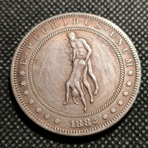6235　アメリカ古銭　ルンペン　約38mm　イーグル　チャレンジコイン　ゴルフマーカー　コイン　アンティーク　ホーボー