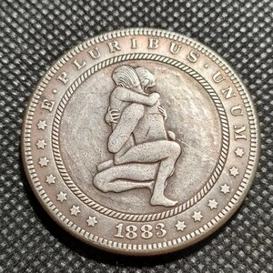 6325　アメリカ古銭　ルンペン　約38mm　イーグル　チャレンジコイン　ゴルフマーカー　コイン　アンティーク　ホーボー