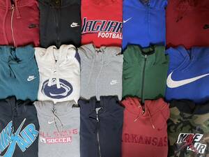 USA old clothes . Nike sweat Parker 15 pieces set set sale 1 jpy start . sale America old clothes NIKE pull over Zip up Logo 