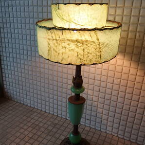 ★ 古いランプ アメリカ 卓上ランプ 鋳物 ジェイドガラス 1197★の画像1