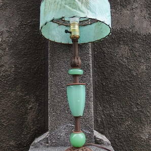★ 古いランプ アメリカ 卓上ランプ 鋳物 ジェイドガラス 1197★の画像10