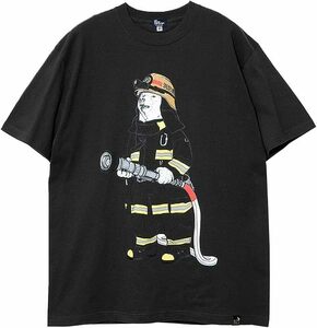 送料無料 新品 go slow caravan ゴースロウキャラバン 東京消防庁 消防士 クマ 熊 Tシャツ 5 XL 395707 ブラック チャコールグレー