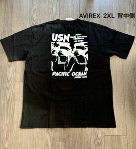 新品 AVIREX アヴィレックス 中厚コットンTシャツ 製品染め 黒 2XL（XXL）