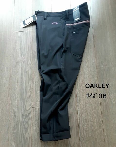 新品 OAKLEY オークリー 7分丈ゴルフパンツ ウエスト89・92cm調節 ブラック サイズ36