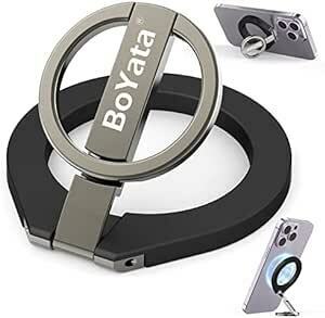 BoYata マグネット式スマホリング MagSafe対応 バンカーリング スマホスタンド機能 360?回転 角度調整可能 磁気増