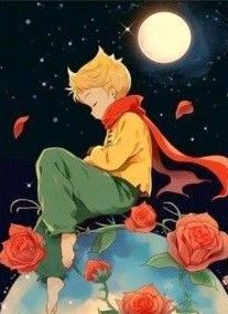 新品ダイヤモンドアート20×30 星の王子さまとバラ 薔薇 月夜 童話の世界 ファンタジー 作成キット