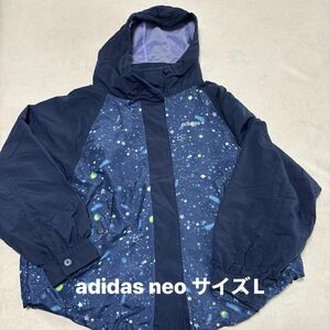 adidas アディダス　ポンチョ風パーカージャケット　ネイビー　サイズL