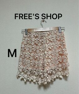 FREE'S SHOP フリーズショップ　花柄総レースショートパンツ　キュロット　レディース　Mサイズ 美脚脚長　ウエスト総ゴム