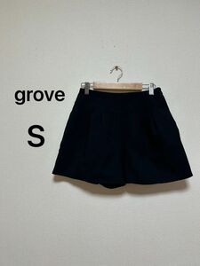 groveグローブ　ショートパンツ　ブラック黒　レディース　Sサイズ 上品　キュロットパンツミニスカート　美脚脚長　モノトーン