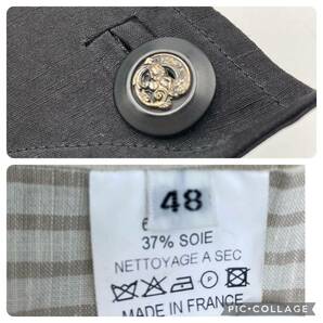 アルニス ARNYS 希少ボタン リネンジャケット フランス製 高級 黒 ブラック 48サイズ L相当 メンズの画像10