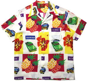 Драгоценный камень/старый тег! ◆ Рубашка из кремовой содовой соды Rayon Aloha Hawaiian рубашка ◆ M размер (высота 164-168 см)