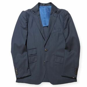 ２釦テーラードジャケット　 インディゴネイビーヘリンボーン　ウール テーラード テーラードジャケット 紺 サイズ44 A5サイズS 美品