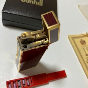 dunhill ダンヒル ガスライター PATENTED US RE24163 ワインレッド ゴールド 箱付き マルーン ヴィンテージ レトロ スイス製 刻印の画像7