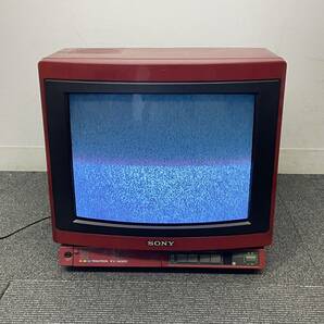 R405-K54-178 SONY ソニー KV-14GR2 トリニトロンカラーテレビ IC・トランジスタ式 TRINITRON レトロ ブラウン管 レッド 1985年製 通電OKの画像1