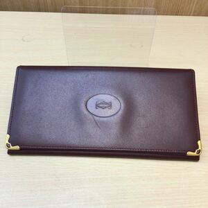 Cartier カルティエ マスト レザー 財布 二つ折り長財布 札入れ 小銭入れ カード収納 ワインレッド/ゴールド