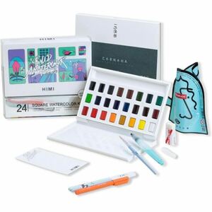 HIMI watercolor paint set 24 color watercolor paper pad watercolor brush picture watercolor painting painting materials picture letter picture .